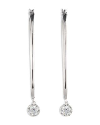 Ralph Lauren - Cubic Zirconia Charm Hoop Earrings in Sterling Silver