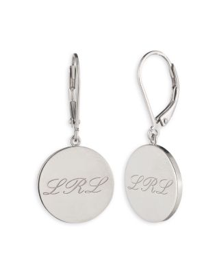 Logo Script Disc Drop Earrings in Sterling Silver