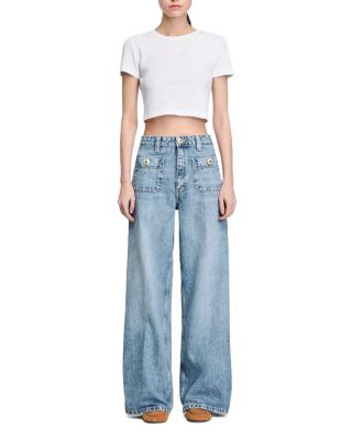 Faded Straight Jeans in Blue Jean