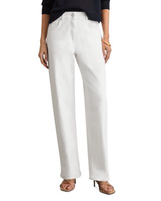 REISS - Belinda Turn Up Straight Jeans in White