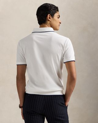 Short Sleeve Tonal Jacquard Mesh Polo Shirt