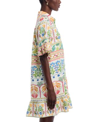 Linen Flounce Hem Shirt Dress