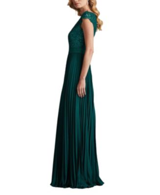 Surette Sequin Embroidered Pleated Chiffon Gown