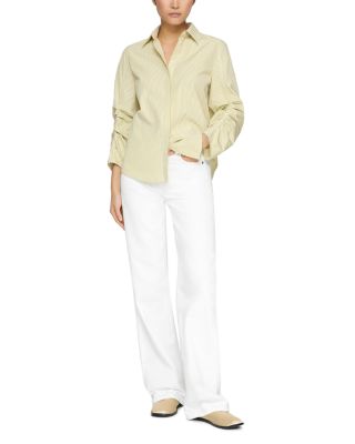 Ruched Sleeve Button Up Shirt