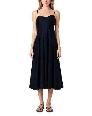 Sateen Pleated Midi Dress