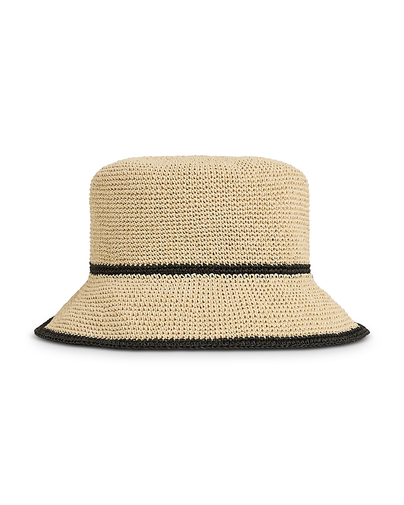 Reiss Edith Stripe Straw Bucket Hat