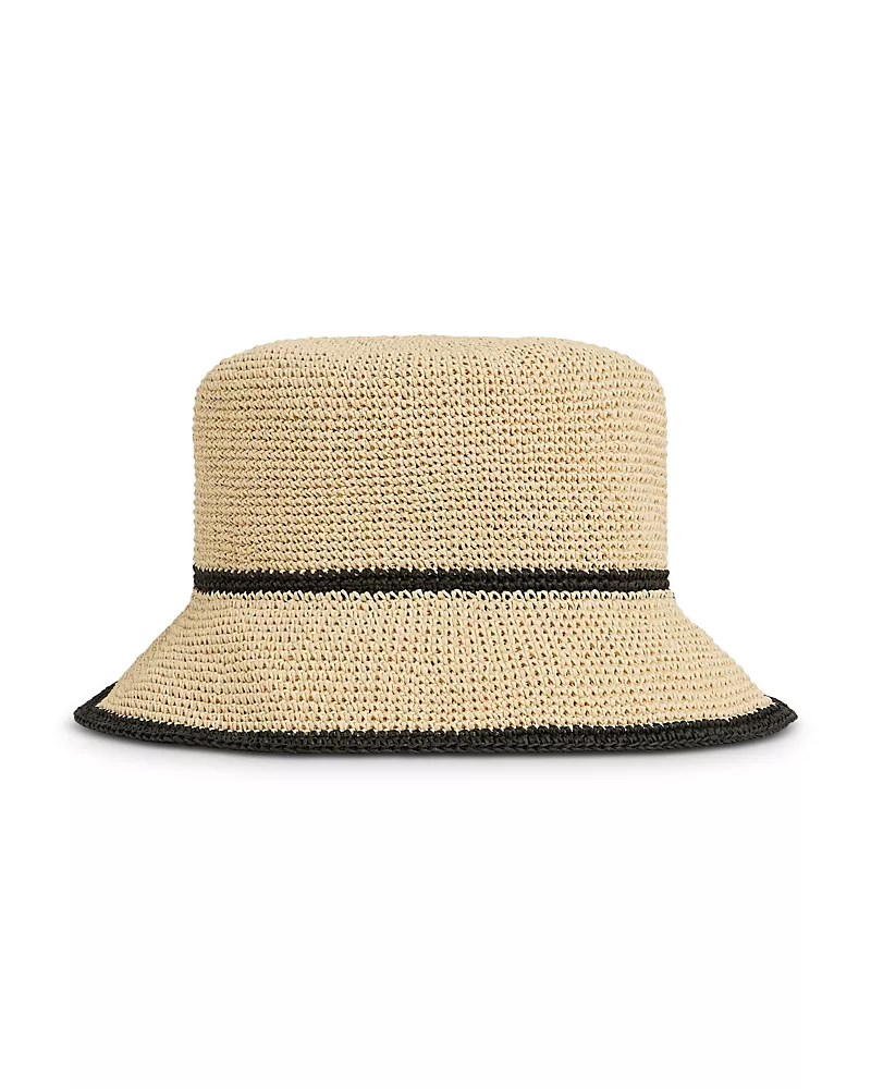 Reiss Edith Stripe Straw Bucket Hat