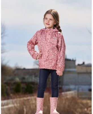 Girls' Printed Packable Windbreaker Small Flowers - Little Kid