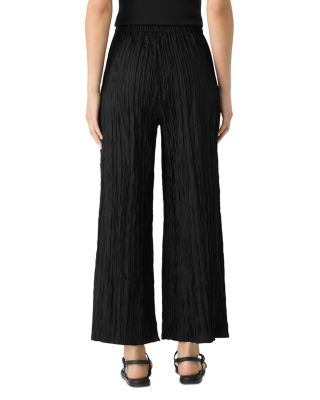 Crushed Silk Wide Leg Ankle Pants