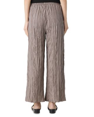 Crushed Silk Wide Leg Ankle Pants