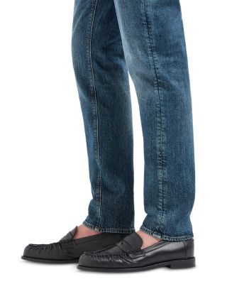 Slim Fit Washed Jeans in Medium Blue