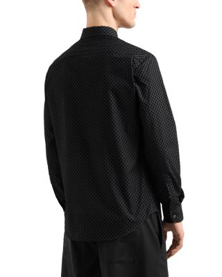 Flocked Cotton Button Up Shirt