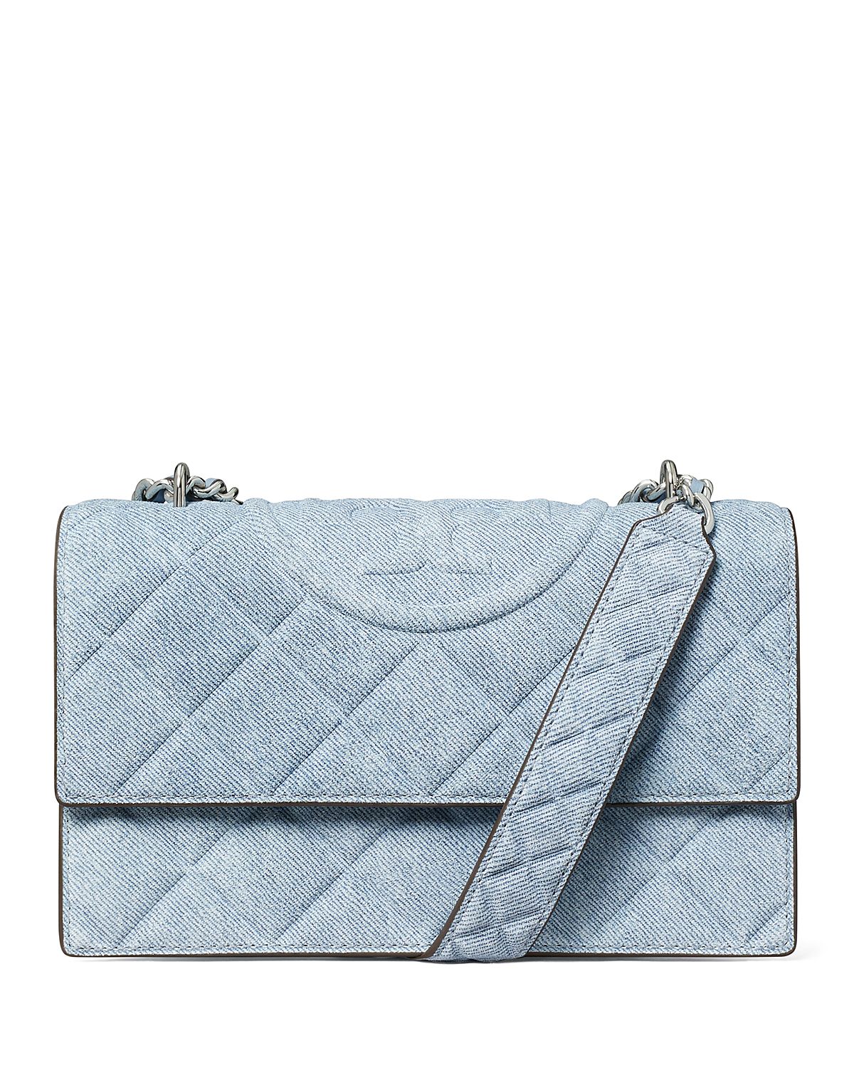 Tory Burch Fleming Denim Print Leather Convertible Crossbody