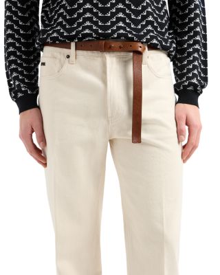 Straight Fit Bull Cotton Jeans in Light Beige