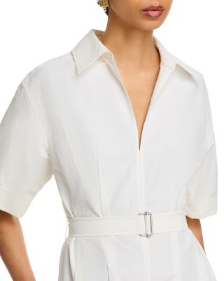 Deanna Short Sleeve Belted Poplin Midi Dress