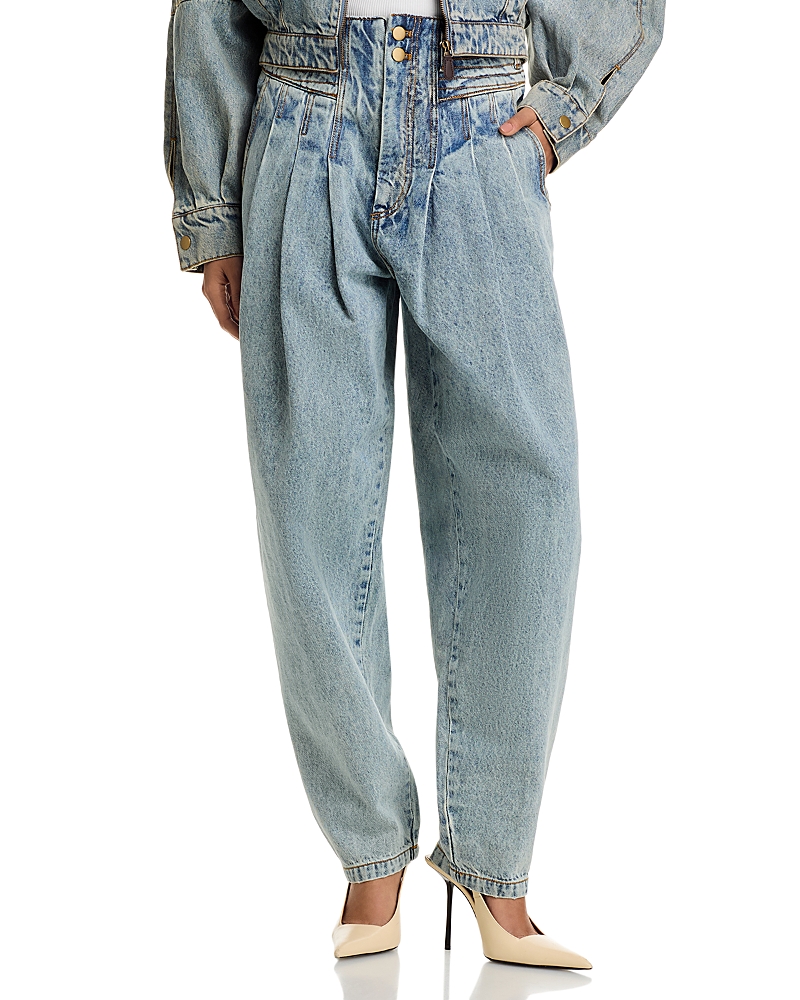 Ronny Kobo Odk High Rise Straight Jeans in Light Wash