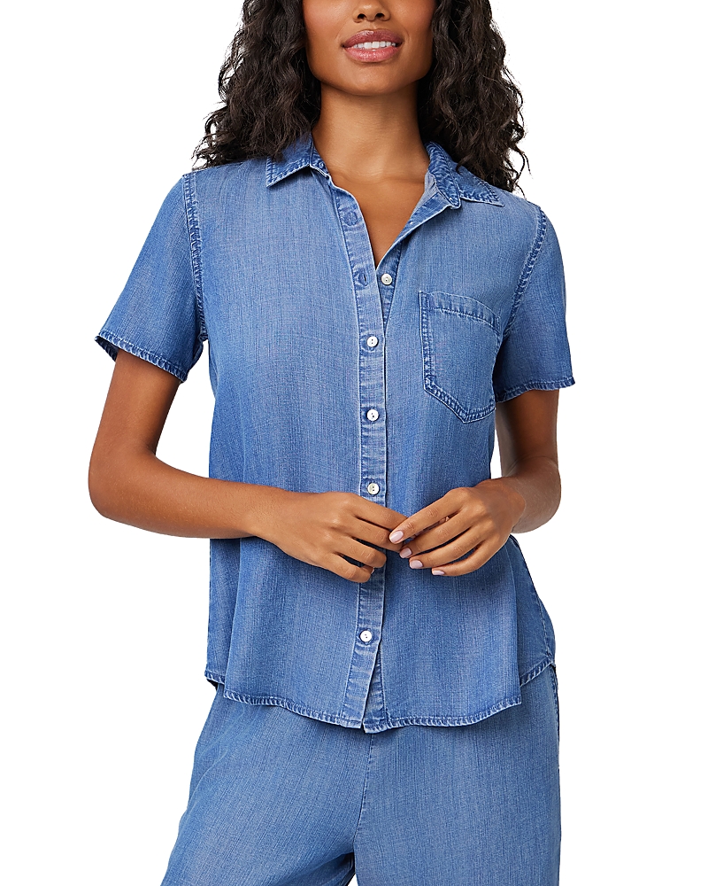 Bella Dahl Short Sleeve Denim Shirt In Moonlit Haze