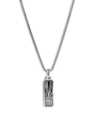Men&#39;s Sterling Silver Modern Talisman Onyx Pendant Necklace, 22&amp;quot;