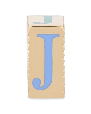 9K Yellow Gold Ceramic Initial Fluted Big Bead Pendant