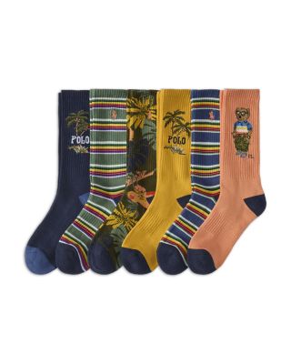 Polo Ralph Lauren - Surf Club Bear Crew Socks, Pack of 6