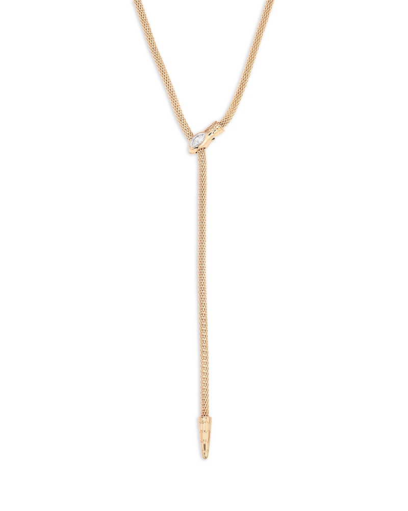 Ettika Serpentina Marquise Cubic Zirconia Snake Chain Adjustable Lariat Necklace in 18K Gold Plated, 26