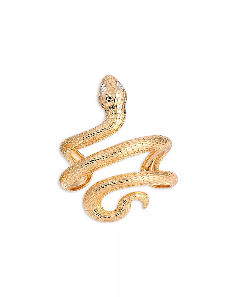 Ettika Serpentina Marquise Cubic Zirconia Coiled Snake Cuff Bracelet in 18K Gold Plated