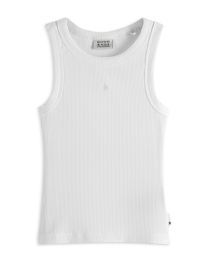 Scotch & Soda Girls' Ribbed Tank Top - Little Kid, Big Kid In White