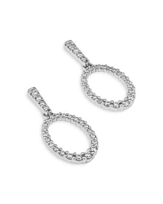 Diamond Circle Drop Earrings in 14K White Gold, 0.50 tcw