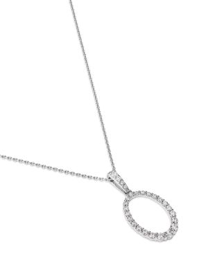 Diamond Circle Pendant Necklace in 14K White Gold, 0.50 tcw