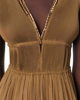 Jewelry Neckline Pleated Dress