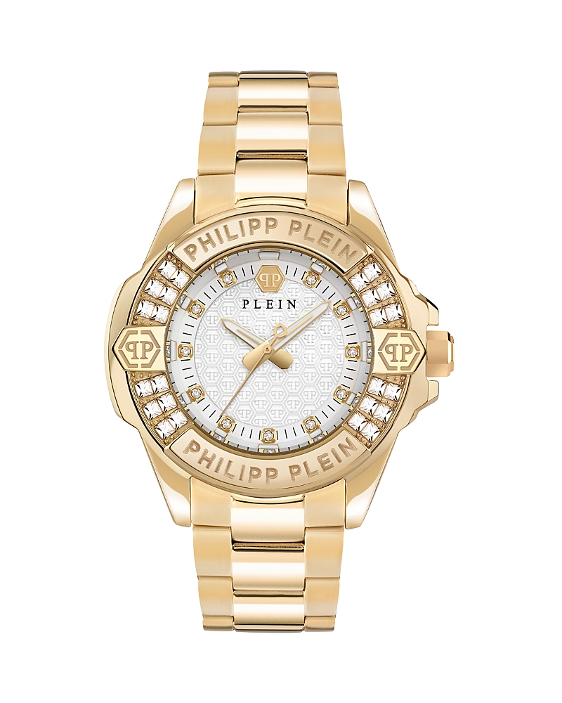 Philipp Plein Plein Majesty Crystal Watch In White/gold