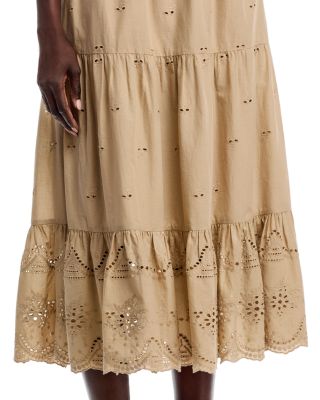 Eyelet Off The Shoulder Midi Dress