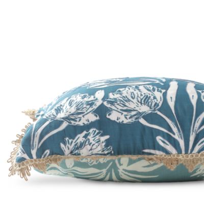 Deep Sea Coral Embroidered Reversible Cushion, 20&amp;quot; x 20&amp;quot;