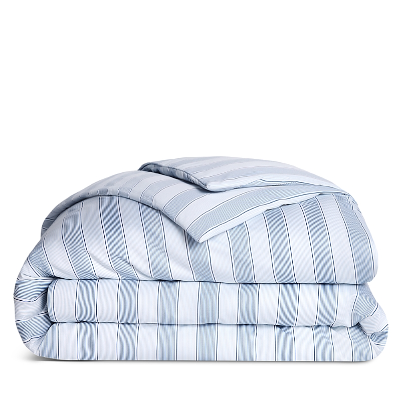 Brooklinen Luxe Sateen Duvet Cover, Full/queen In Threaded Stripe Storm Blue
