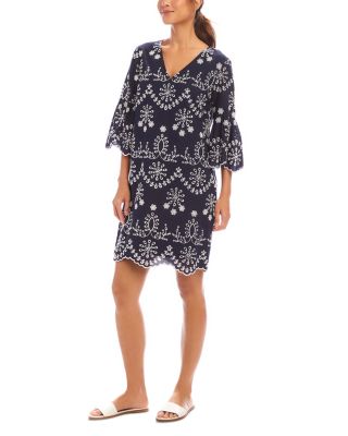 Flare Sleeve Embroidered Dress