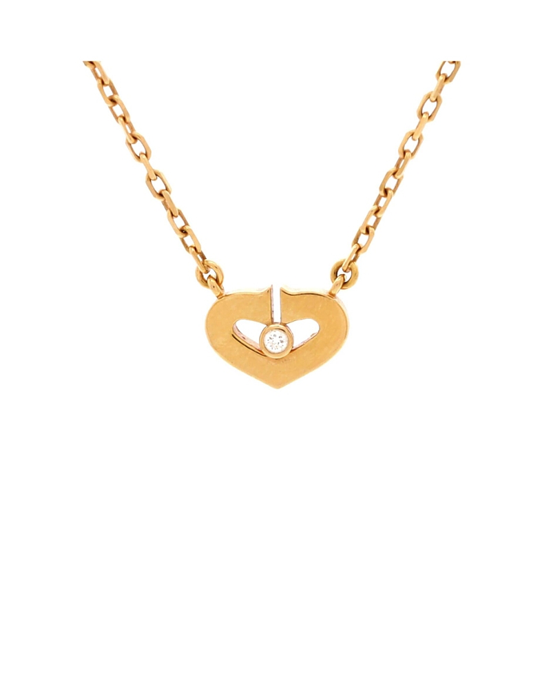 Pre-owned Pre-owned Cartier Cartier Xs C Heart De Cartier Pendant Necklace 18k Rose Gold With Diamond