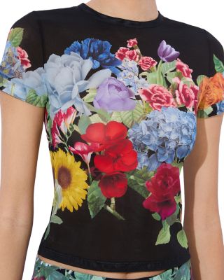 Alice and Olivia Tess Crewneck Mesh Tee | Bloomingdale's