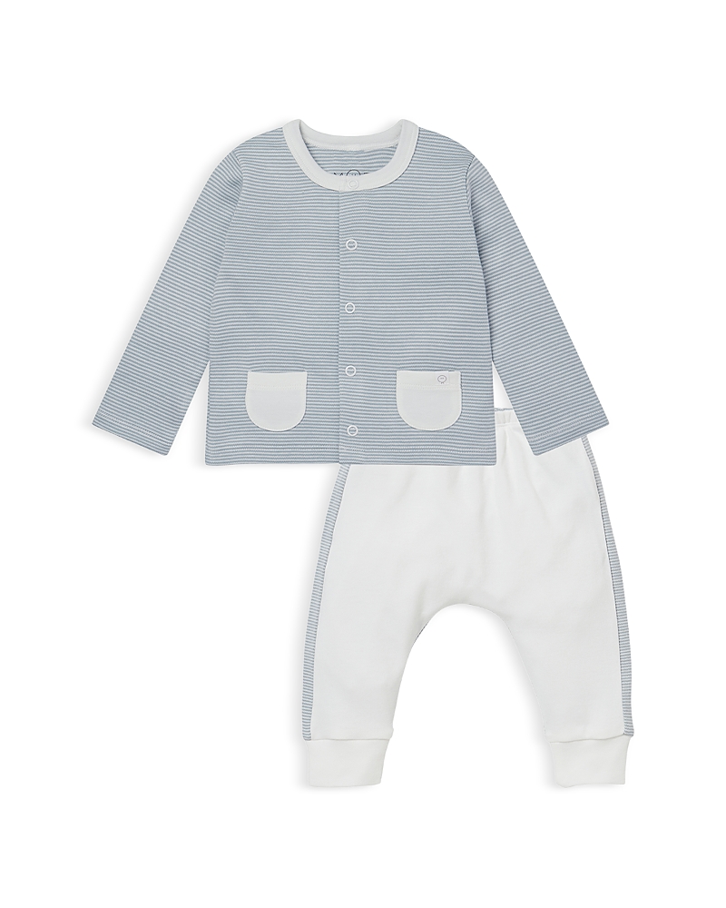 Mori Boys' Play Date Cardigan & Jogger Pants Set - Baby In Blue Stripe