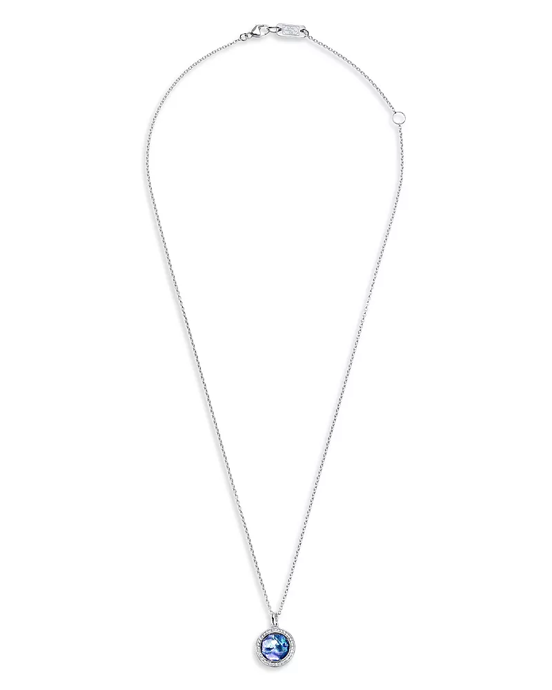 Ippolita Sterling Silver 925 Lollipop Lapis Triplet & Diamond Halo Pendant Necklace, 16