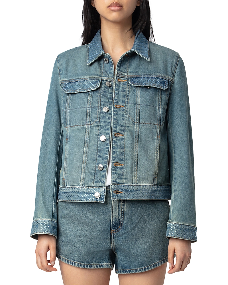 Zadig & Voltaire Womens Kioky Fitted Denim Jacket Light Blue In Light Blue