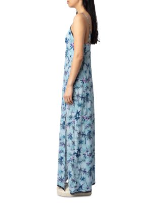 Ramelil Sunset Palm Mist Silk Dress
