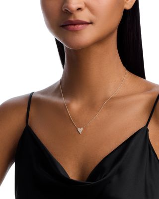 Diamond Pav&eacute; Heart Pendant Necklace in 14K Yellow Gold, 0.21 tcw