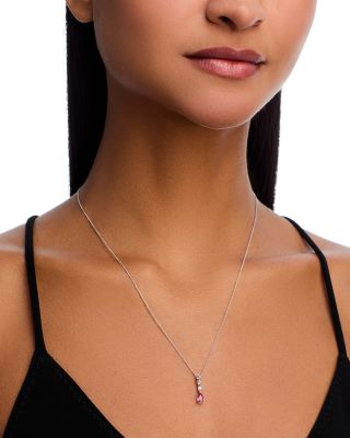 Ruby & Diamond Linear Pendant Necklace in 14K White Gold, 20"
