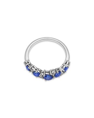 Sapphire & Diamond Band Ring in 14K White Gold