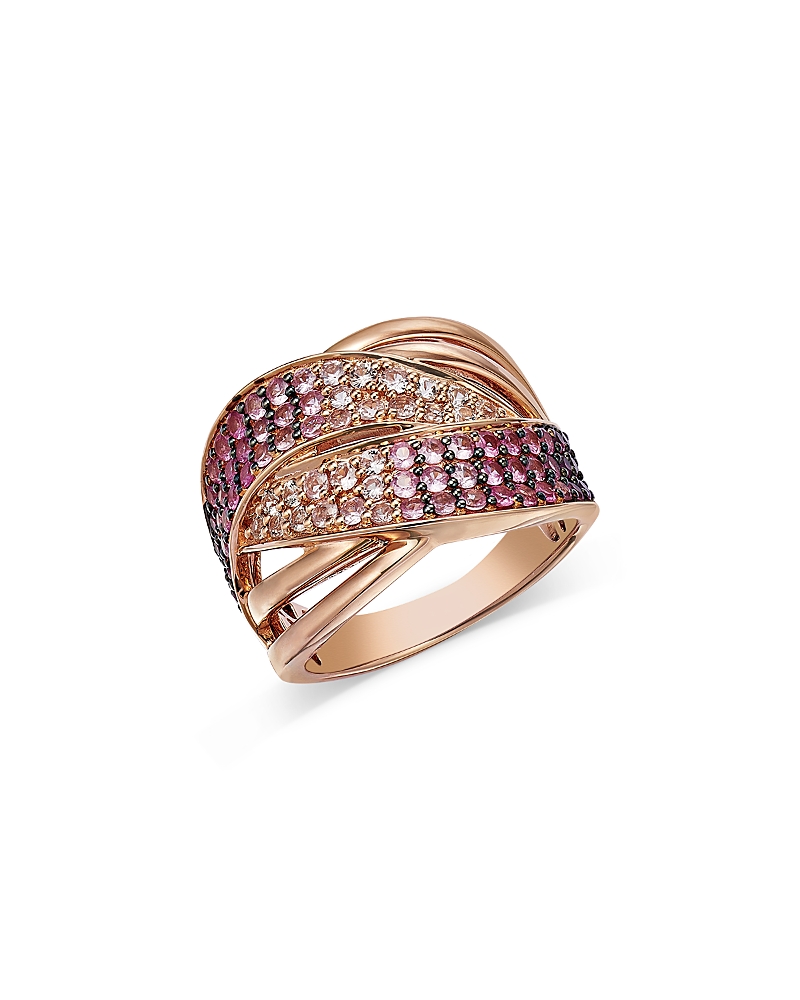 Bloomingdale's Fine Collection Pink & White Sapphire Ombre Crossover Ring In 14k Rose Gold In Pink