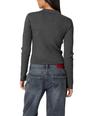 Mollie Collared Ribbed Knit Top