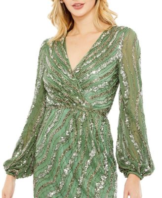 Embellished Long Sleeve Midi Dress