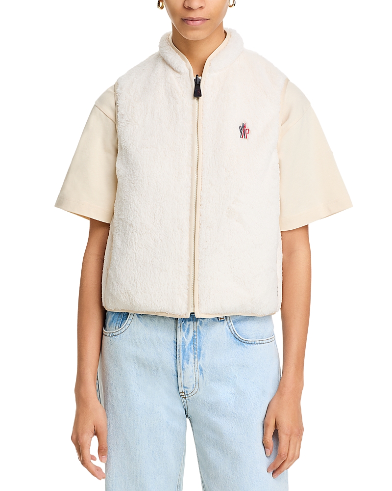 Moncler Reversible Zip-up Vest In Natural