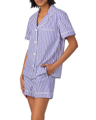 Striped Short Sleeve Boxer Pajama Set
