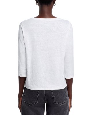 Boat Neck Three Quarter Length Sleeve Top 